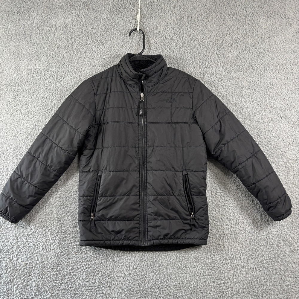 The North Face Boys Black Reversible Perrito Jacket L 14/16 Fleece‎ Puffer Coat